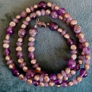 3 FOR $70: Genuine Pearl & Amethyst necklace